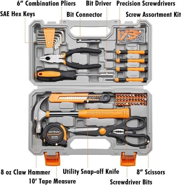 CARTMAN 39 Piece Tool Set General Household Hand Kit with Plastic Toolbox Storage Case